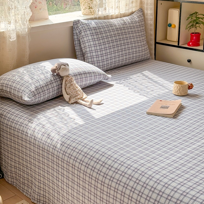 91家纺网 家纺一手货源 找家纺 丝芙妮家居 2026春夏新款皱皱棉双层纱泡芙棉床单 床单单件 怀旧-兰