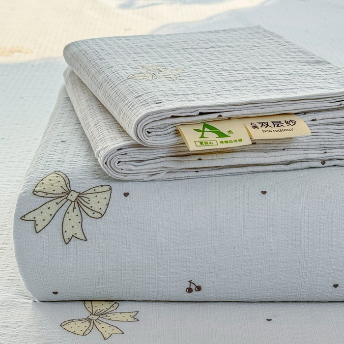 丝芙妮家居 2026春夏新款皱皱棉双层纱泡芙棉床单 床单单件 云蝶-兰