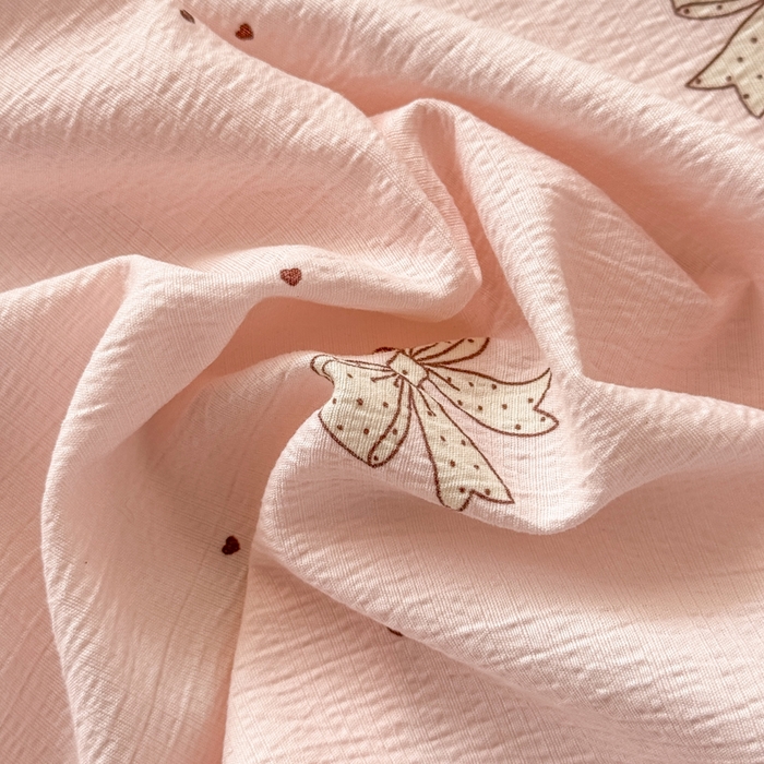 91家纺网 家纺一手货源 找家纺 丝芙妮家居 2026春夏新款皱皱棉双层纱泡芙棉床单 床单单件 云蝶-粉