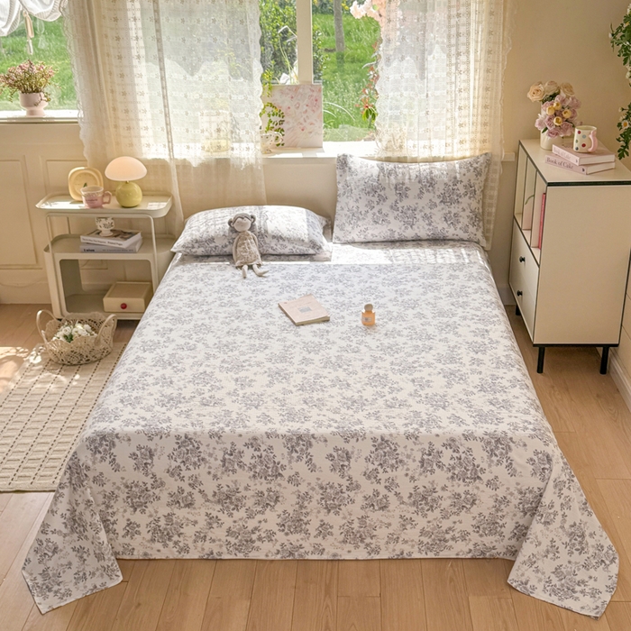 91家纺网 家纺一手货源 找家纺 丝芙妮家居 2026春夏新款皱皱棉双层纱泡芙棉床单 床单单件 雅蔓