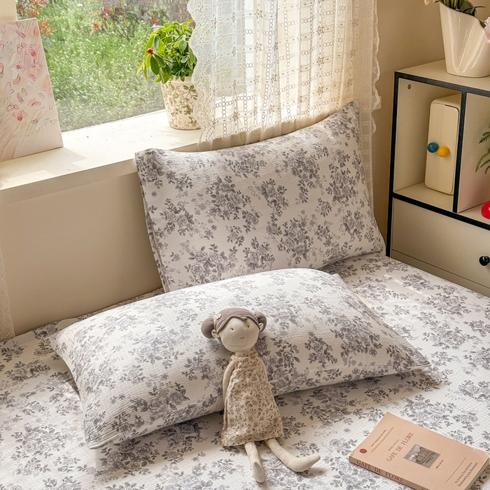 91家纺网 家纺一手货源 找家纺 丝芙妮家居 2026春夏新款皱皱棉双层纱泡芙棉床单 床单单件 雅蔓