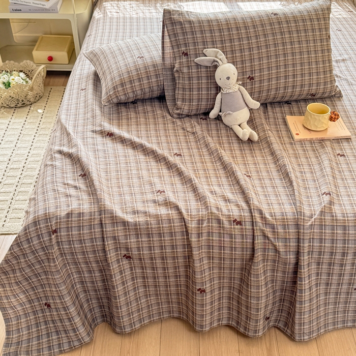 91家纺网 家纺一手货源 找家纺 丝芙妮家居 2026春夏新款皱皱棉双层纱泡芙棉床单 床单单件 顽宠