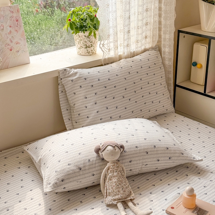 91家纺网 家纺一手货源 找家纺 丝芙妮家居 2026春夏新款皱皱棉双层纱泡芙棉床单 床单单件 知锦