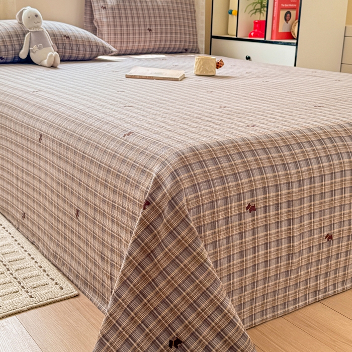 91家纺网 家纺一手货源 找家纺 丝芙妮家居 2026春夏新款皱皱棉双层纱泡芙棉床单 床单单件 顽宠