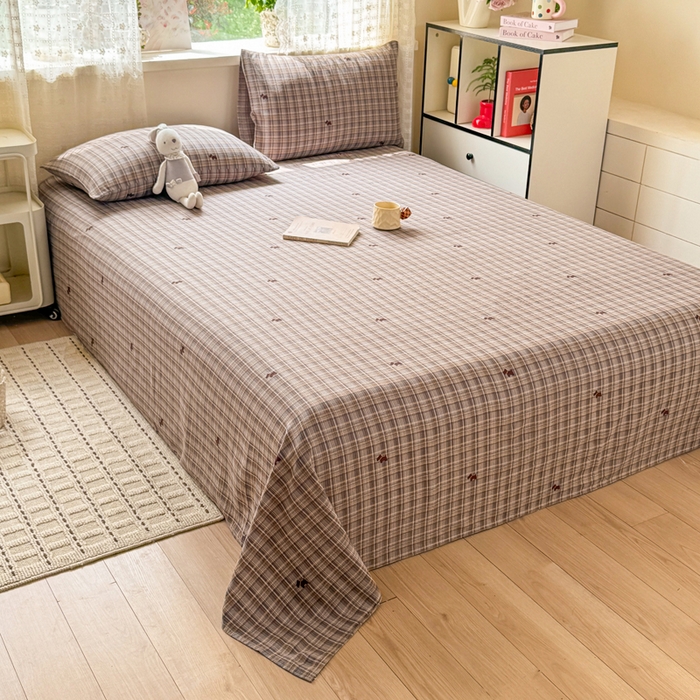 91家纺网 家纺一手货源 找家纺 丝芙妮家居 2026春夏新款皱皱棉双层纱泡芙棉床单 床单单件 顽宠