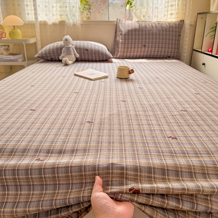 91家纺网 家纺一手货源 找家纺 丝芙妮家居 2026春夏新款皱皱棉双层纱泡芙棉床单 床单单件 顽宠