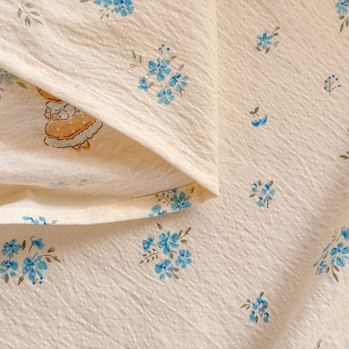 91家纺网 家纺一手货源 找家纺 丝芙妮家居 2026春夏新款皱皱棉双层纱泡芙棉床单 床单单件 牧歌