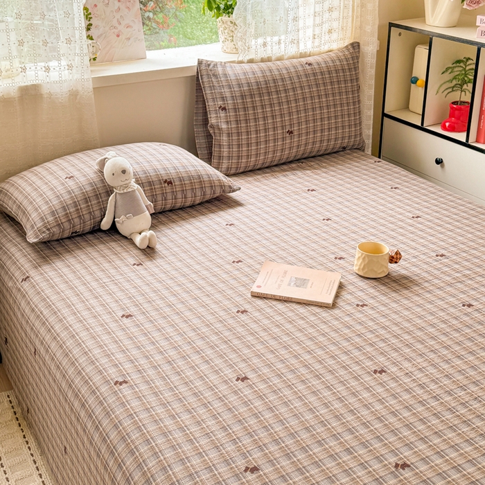 91家纺网 家纺一手货源 找家纺 丝芙妮家居 2026春夏新款皱皱棉双层纱泡芙棉床单 床单单件 顽宠