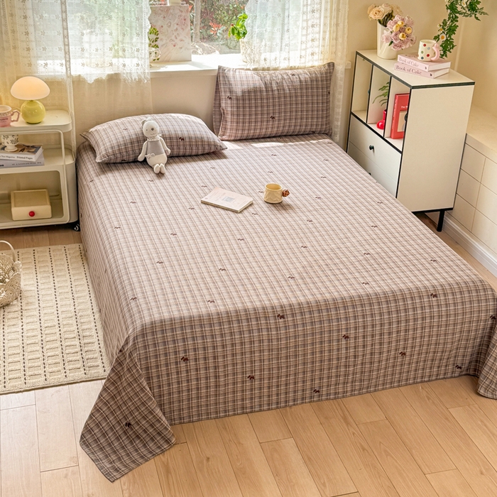 91家纺网 家纺一手货源 找家纺 丝芙妮家居 2026春夏新款皱皱棉双层纱泡芙棉床单 床单单件 顽宠