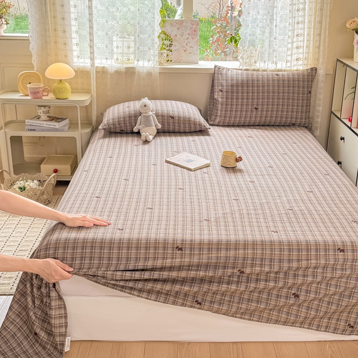 91家纺网 家纺一手货源 找家纺 丝芙妮家居 2026春夏新款皱皱棉双层纱泡芙棉床单 床单单件 顽宠