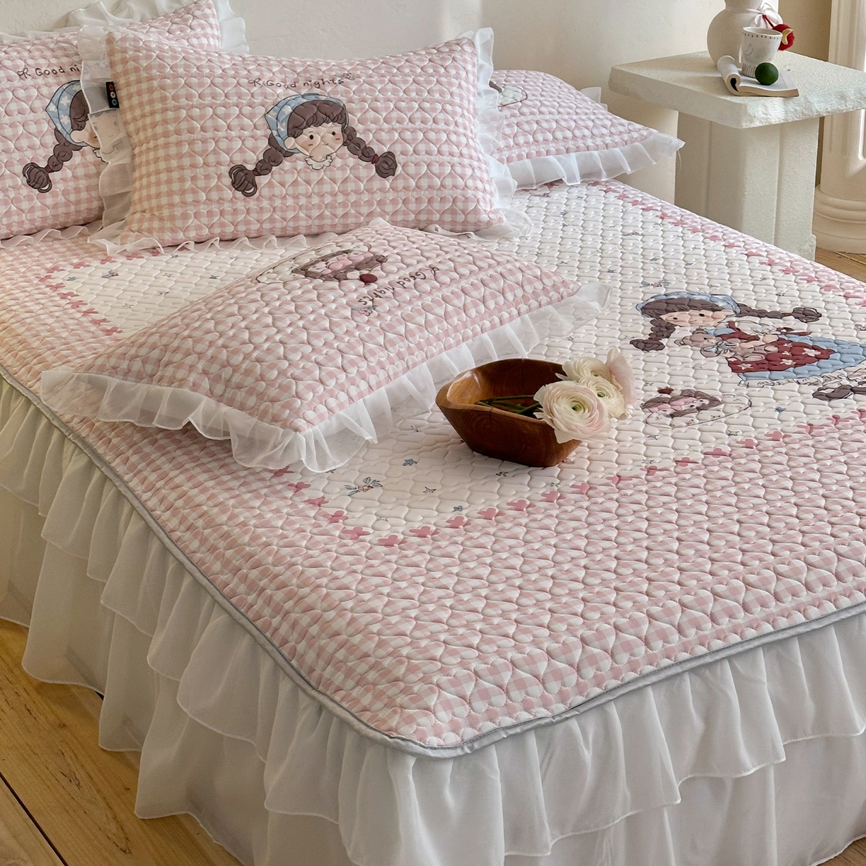 91家纺网 家纺一手货源 找家纺 （总）RYB红黄兰 2026新款ins床裙款大版冰皮凉感水洗乳胶加厚6mm凉席席子三件套