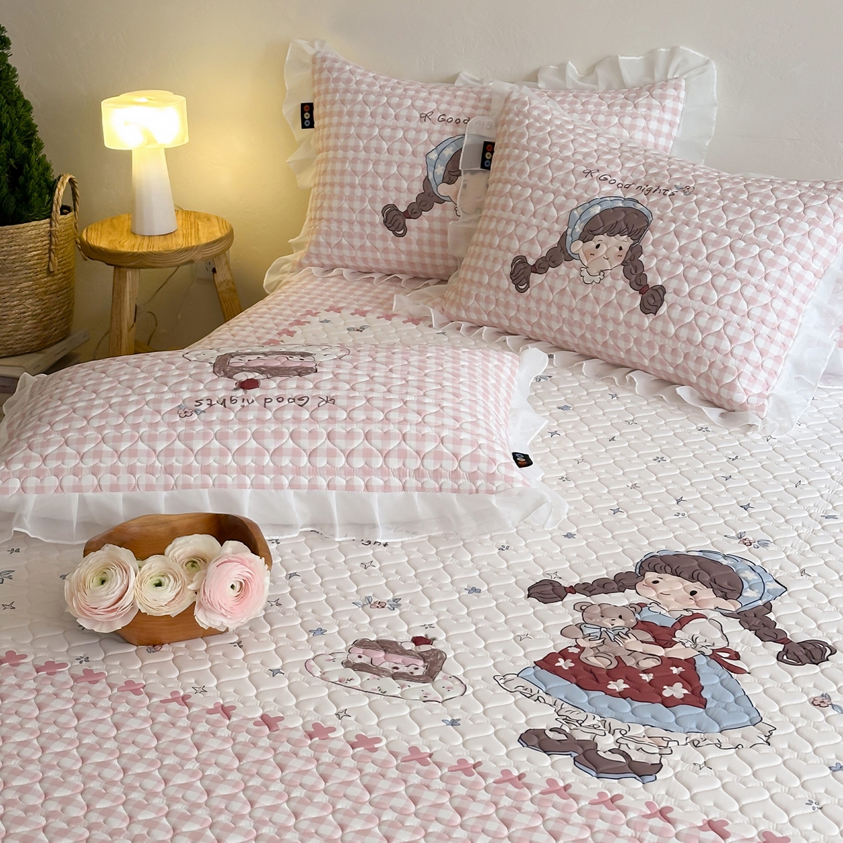 91家纺网 家纺一手货源 找家纺 （总）RYB红黄兰 2026新款ins床裙款大版冰皮凉感水洗乳胶加厚6mm凉席席子三件套