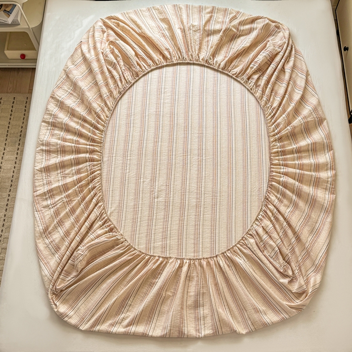 91家纺网 家纺一手货源 找家纺 （总）丝芙妮家居 2026春夏新款皱皱棉双层纱泡芙棉床笠 床笠单件