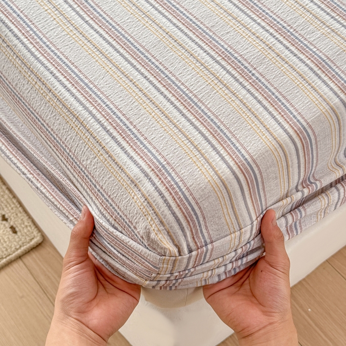 91家纺网 家纺一手货源 找家纺 丝芙妮家居 2026春夏新款皱皱棉双层纱泡芙棉床笠 床笠单件 晨光-灰