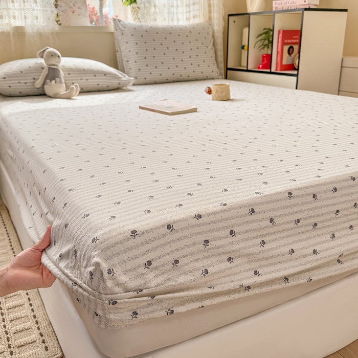 91家纺网 家纺一手货源 找家纺 丝芙妮家居 2026春夏新款皱皱棉双层纱泡芙棉床笠 床笠单件 知锦