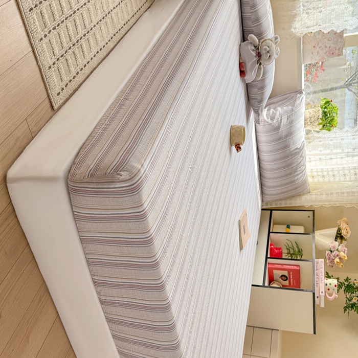 91家纺网 家纺一手货源 找家纺 丝芙妮家居 2026春夏新款皱皱棉双层纱泡芙棉床笠 床笠单件 晨光-灰