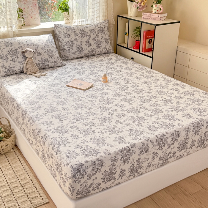 91家纺网 家纺一手货源 找家纺 丝芙妮家居 2026春夏新款皱皱棉双层纱泡芙棉床笠 床笠单件 雅蔓