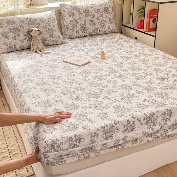 丝芙妮家居 2026春夏新款皱皱棉双层纱泡芙棉床笠 床笠单件 雅蔓