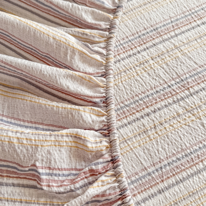 91家纺网 家纺一手货源 找家纺 丝芙妮家居 2026春夏新款皱皱棉双层纱泡芙棉床笠 床笠单件 晨光-灰