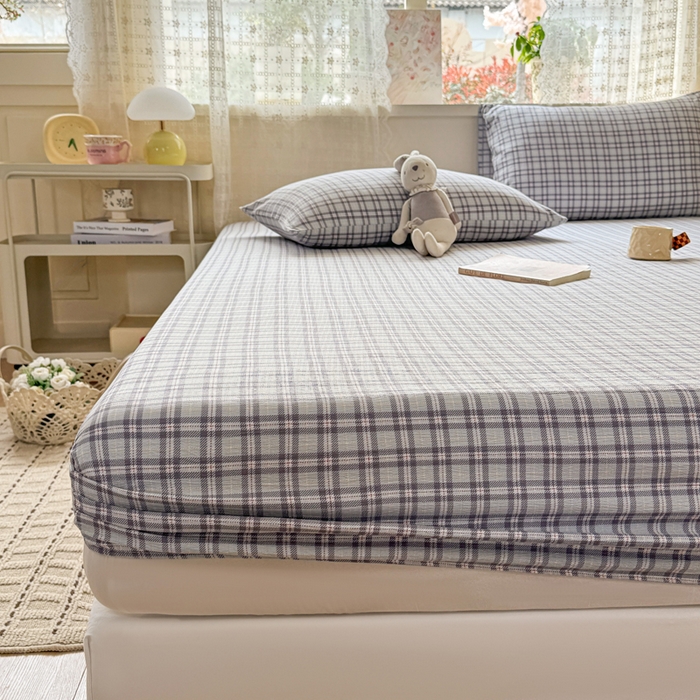 91家纺网 家纺一手货源 找家纺 丝芙妮家居 2026春夏新款皱皱棉双层纱泡芙棉床笠 床笠单件 怀旧-兰