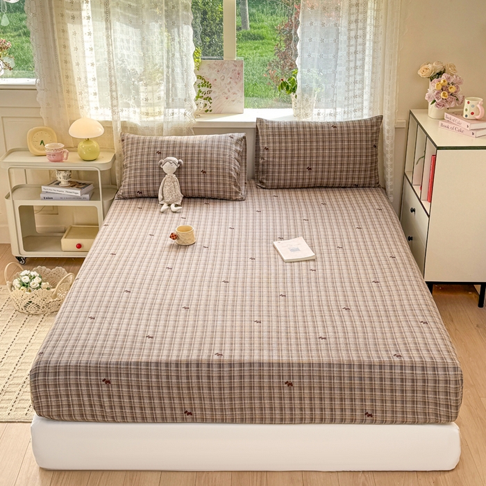 91家纺网 家纺一手货源 找家纺 丝芙妮家居 2026春夏新款皱皱棉双层纱泡芙棉床笠 床笠单件 顽宠