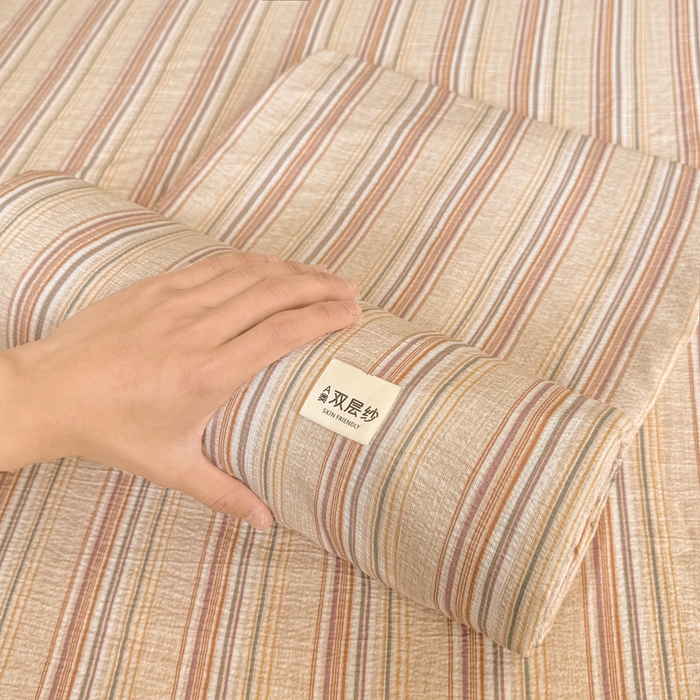 91家纺网 家纺一手货源 找家纺 丝芙妮家居 2026春夏新款皱皱棉双层纱泡芙棉床笠 床笠单件 晨光-黄