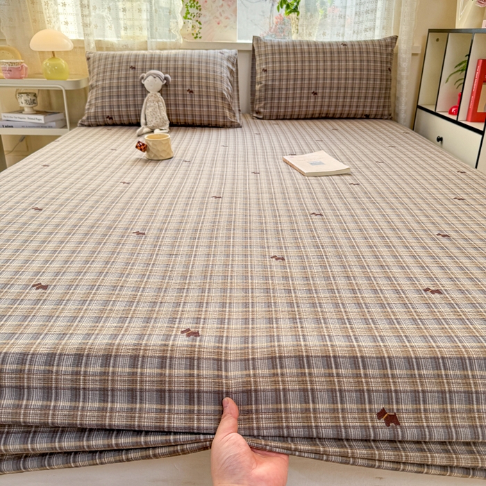 91家纺网 家纺一手货源 找家纺 丝芙妮家居 2026春夏新款皱皱棉双层纱泡芙棉床笠 床笠单件 顽宠