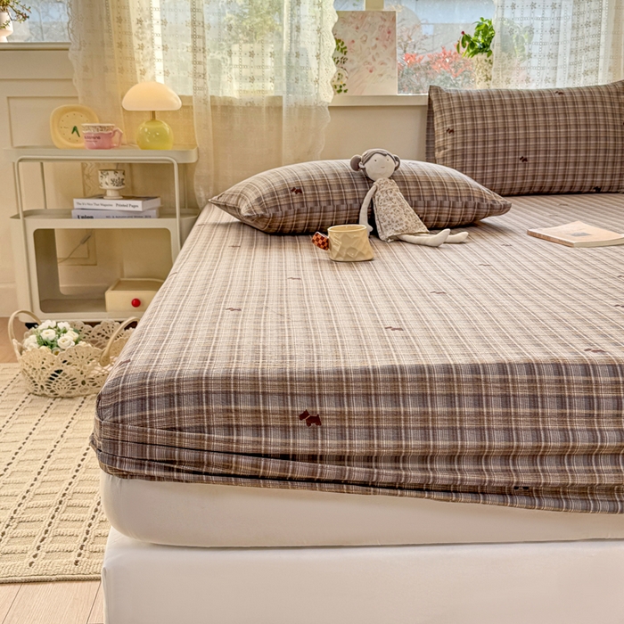 91家纺网 家纺一手货源 找家纺 丝芙妮家居 2026春夏新款皱皱棉双层纱泡芙棉床笠 床笠单件 顽宠