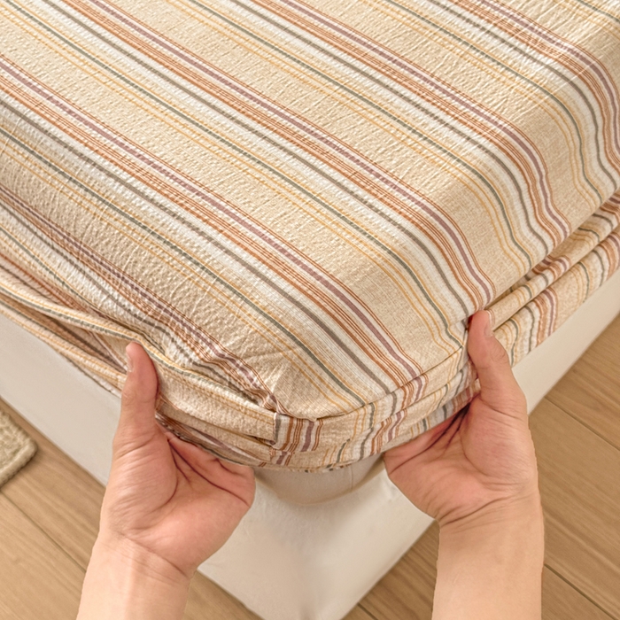 91家纺网 家纺一手货源 找家纺 丝芙妮家居 2026春夏新款皱皱棉双层纱泡芙棉床笠 床笠单件 晨光-黄