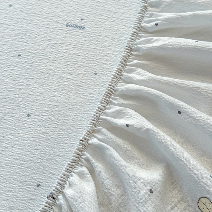 91家纺网 家纺一手货源 找家纺 丝芙妮家居 2026春夏新款皱皱棉双层纱泡芙棉床笠 床笠单件 云蝶-兰