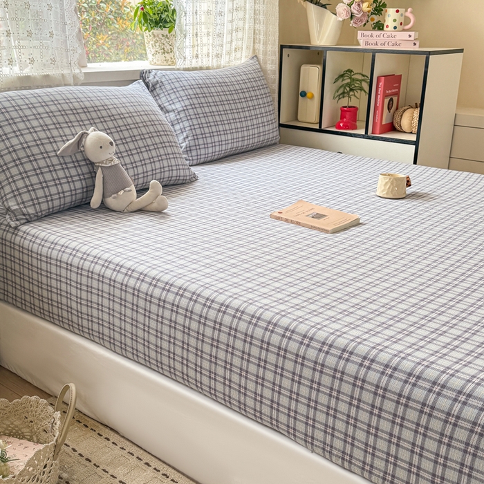 91家纺网 家纺一手货源 找家纺 丝芙妮家居 2026春夏新款皱皱棉双层纱泡芙棉床笠 床笠单件 怀旧-兰