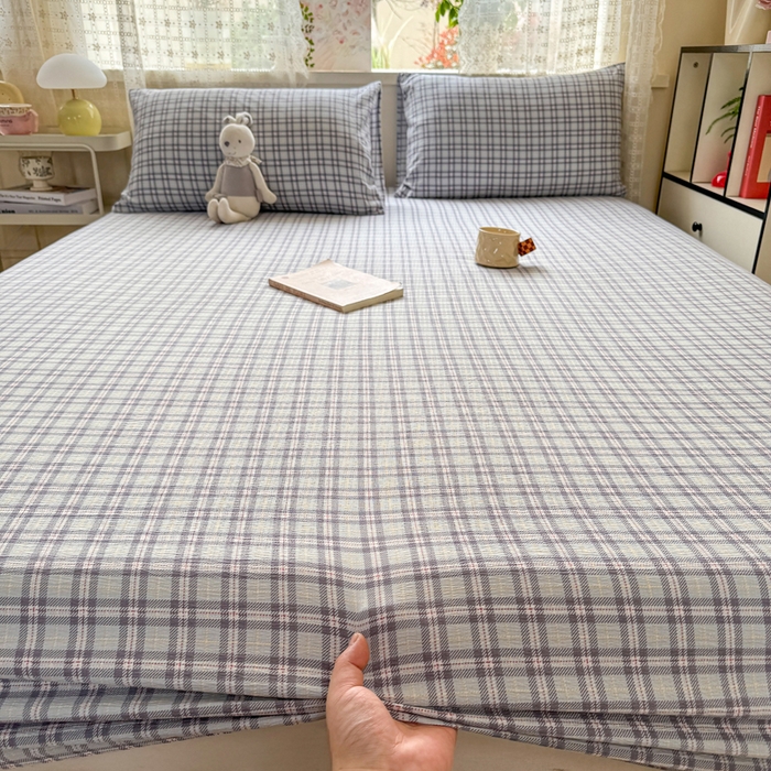 91家纺网 家纺一手货源 找家纺 丝芙妮家居 2026春夏新款皱皱棉双层纱泡芙棉床笠 床笠单件 怀旧-兰