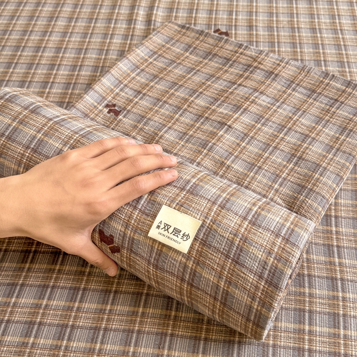 91家纺网 家纺一手货源 找家纺 丝芙妮家居 2026春夏新款皱皱棉双层纱泡芙棉床笠 床笠单件 顽宠