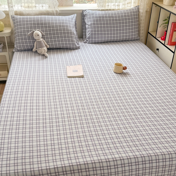 91家纺网 家纺一手货源 找家纺 丝芙妮家居 2026春夏新款皱皱棉双层纱泡芙棉床笠 床笠单件 怀旧-兰