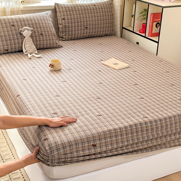 丝芙妮家居 2026春夏新款皱皱棉双层纱泡芙棉床笠 床笠单件 顽宠