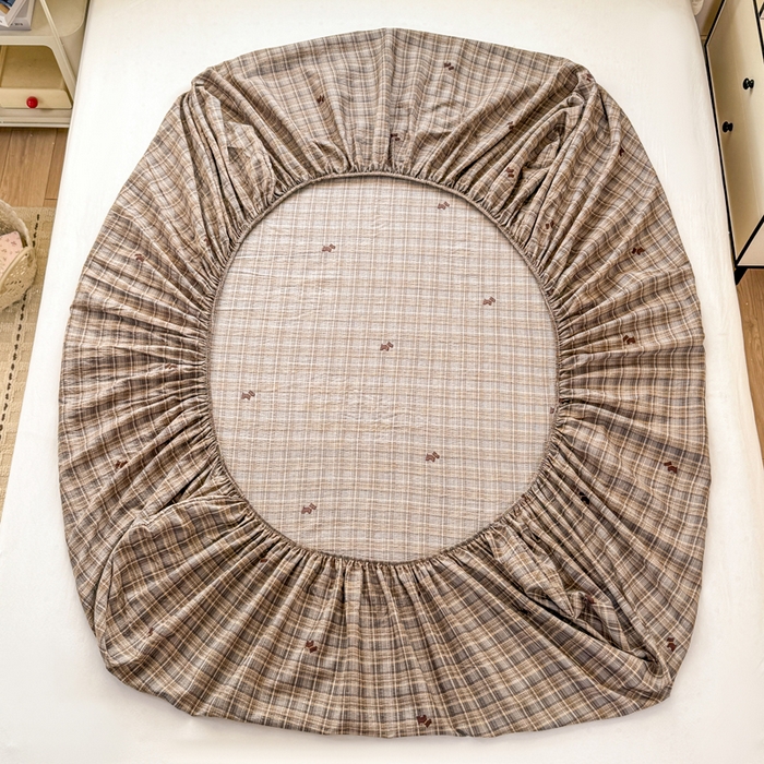 91家纺网 家纺一手货源 找家纺 丝芙妮家居 2026春夏新款皱皱棉双层纱泡芙棉床笠 床笠单件 顽宠