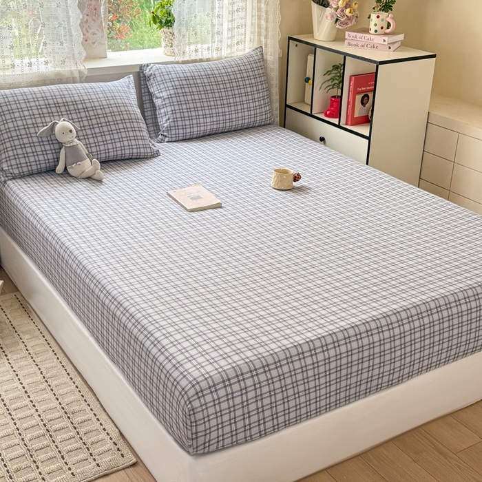 91家纺网 家纺一手货源 找家纺 丝芙妮家居 2026春夏新款皱皱棉双层纱泡芙棉床笠 床笠单件 怀旧-兰