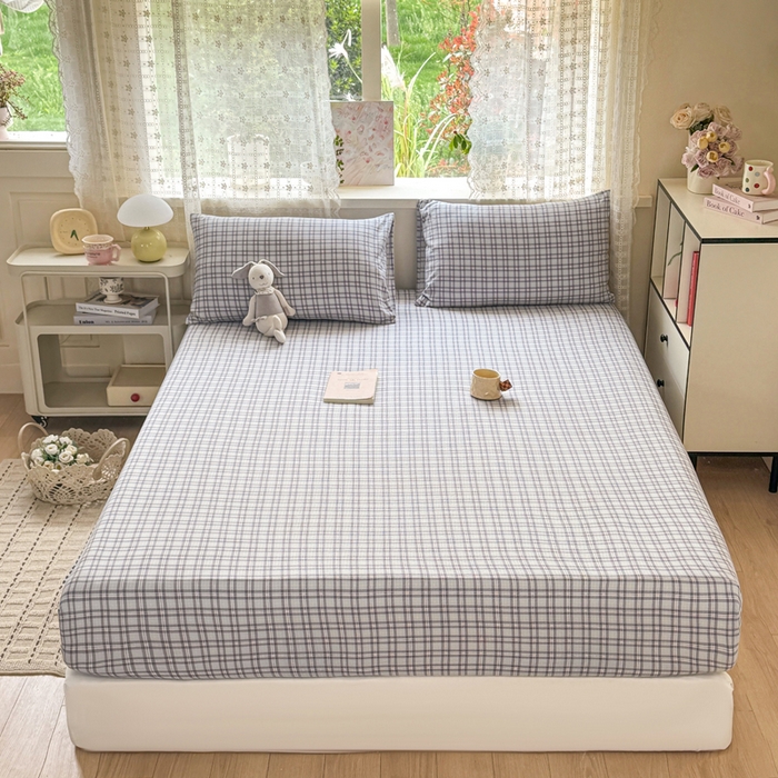 91家纺网 家纺一手货源 找家纺 丝芙妮家居 2026春夏新款皱皱棉双层纱泡芙棉床笠 床笠单件 怀旧-兰