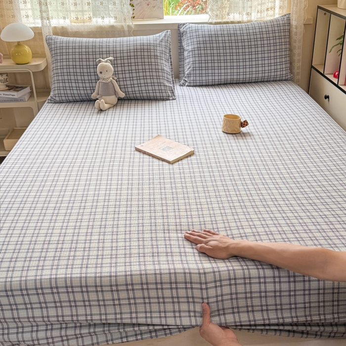 91家纺网 家纺一手货源 找家纺 丝芙妮家居 2026春夏新款皱皱棉双层纱泡芙棉床笠 床笠单件 怀旧-兰