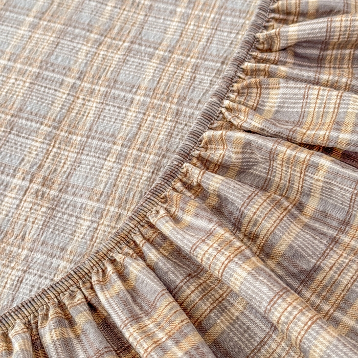 91家纺网 家纺一手货源 找家纺 丝芙妮家居 2026春夏新款皱皱棉双层纱泡芙棉床笠 床笠单件 顽宠