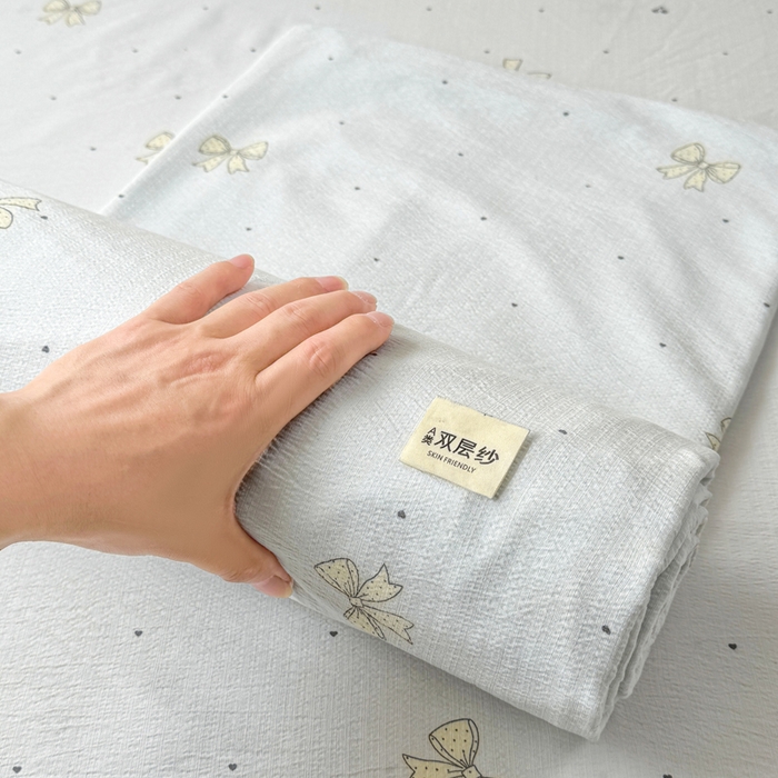 91家纺网 家纺一手货源 找家纺 丝芙妮家居 2026春夏新款皱皱棉双层纱泡芙棉床笠 床笠单件 云蝶-兰
