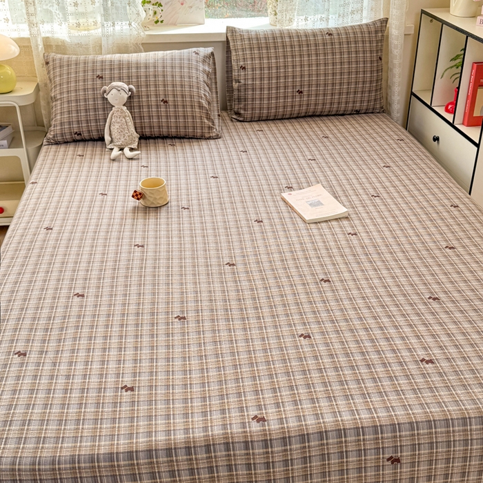 91家纺网 家纺一手货源 找家纺 丝芙妮家居 2026春夏新款皱皱棉双层纱泡芙棉床笠 床笠单件 顽宠