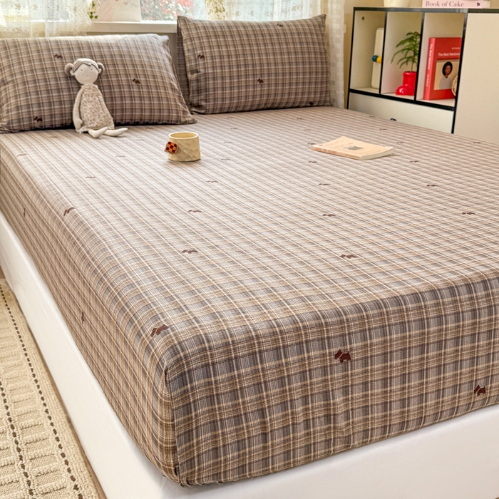 91家纺网 家纺一手货源 找家纺 丝芙妮家居 2026春夏新款皱皱棉双层纱泡芙棉床笠 床笠单件 顽宠