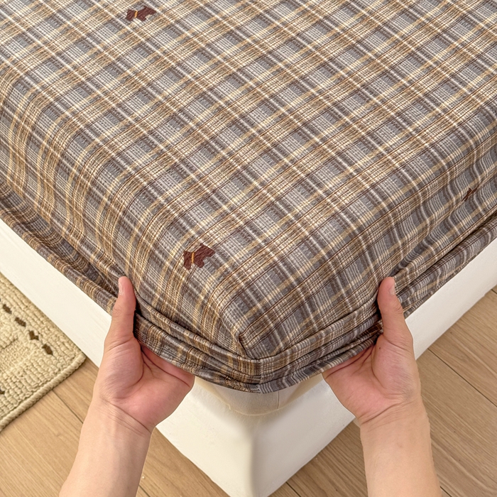 91家纺网 家纺一手货源 找家纺 丝芙妮家居 2026春夏新款皱皱棉双层纱泡芙棉床笠 床笠单件 顽宠