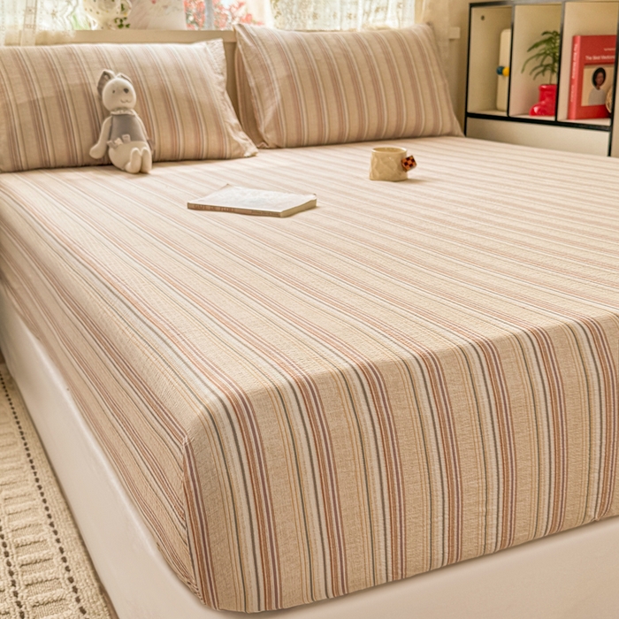 91家纺网 家纺一手货源 找家纺 丝芙妮家居 2026春夏新款皱皱棉双层纱泡芙棉床笠 床笠单件 晨光-黄