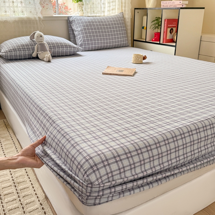 91家纺网 家纺一手货源 找家纺 丝芙妮家居 2026春夏新款皱皱棉双层纱泡芙棉床笠 床笠单件 怀旧-兰