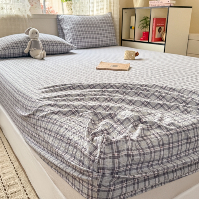 91家纺网 家纺一手货源 找家纺 丝芙妮家居 2026春夏新款皱皱棉双层纱泡芙棉床笠 床笠单件 怀旧-兰