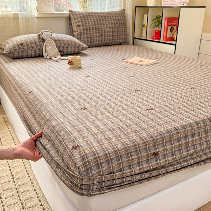 91家纺网 家纺一手货源 找家纺 丝芙妮家居 2026春夏新款皱皱棉双层纱泡芙棉床笠 床笠单件 顽宠