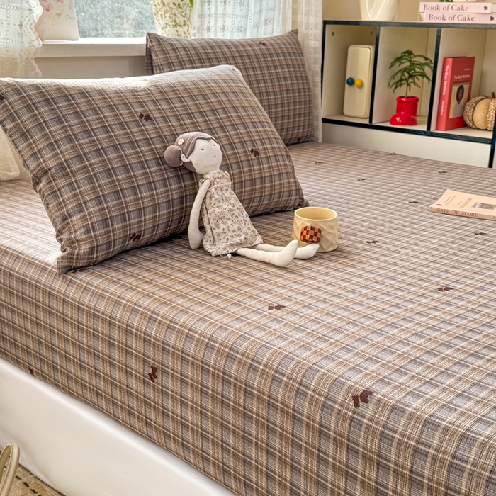 91家纺网 家纺一手货源 找家纺 丝芙妮家居 2026春夏新款皱皱棉双层纱泡芙棉床笠 床笠单件 顽宠