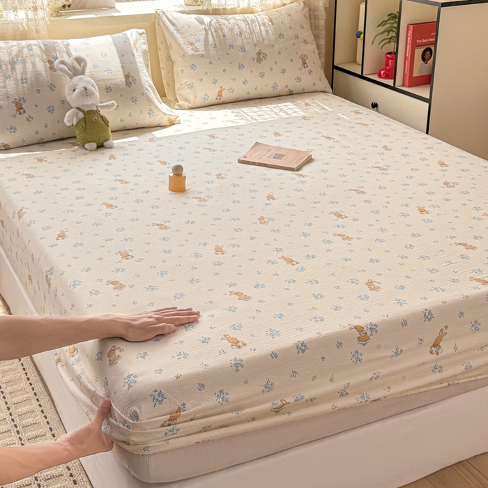 丝芙妮家居 2026春夏新款皱皱棉双层纱泡芙棉床笠 床笠单件 牧歌